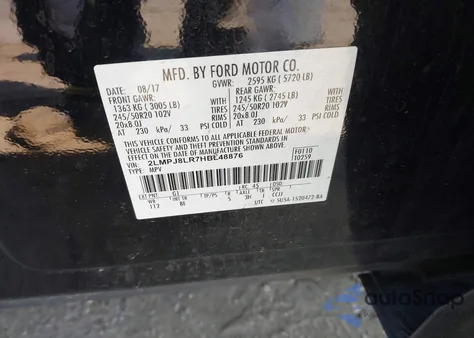 2017 Lincoln Mkx Reserve z USA, uszkodzony, nr VIN 2LMPJ8LR7HBL48876